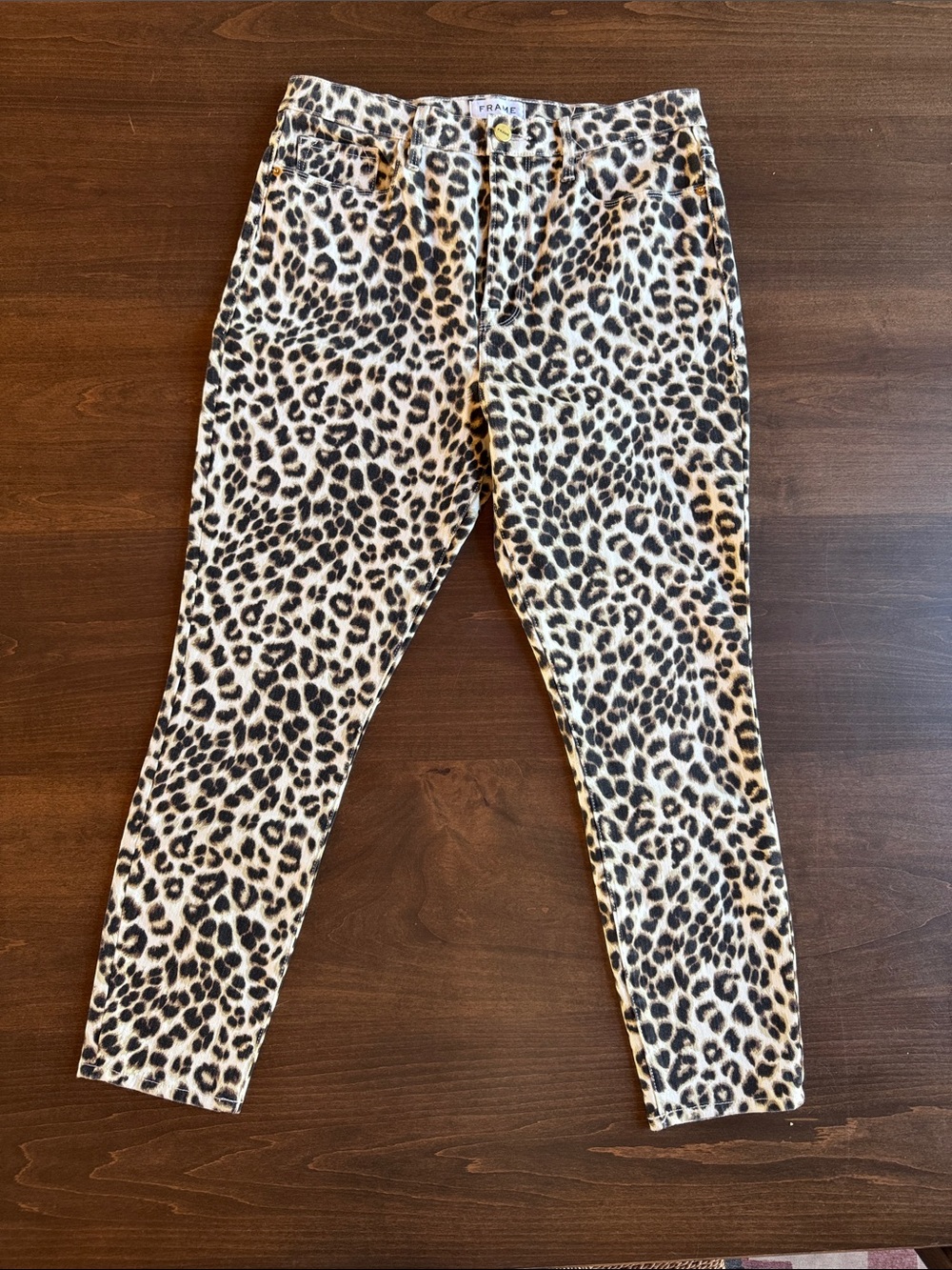 Frame Denim Leopard Print pant- Cream, Black, Brown